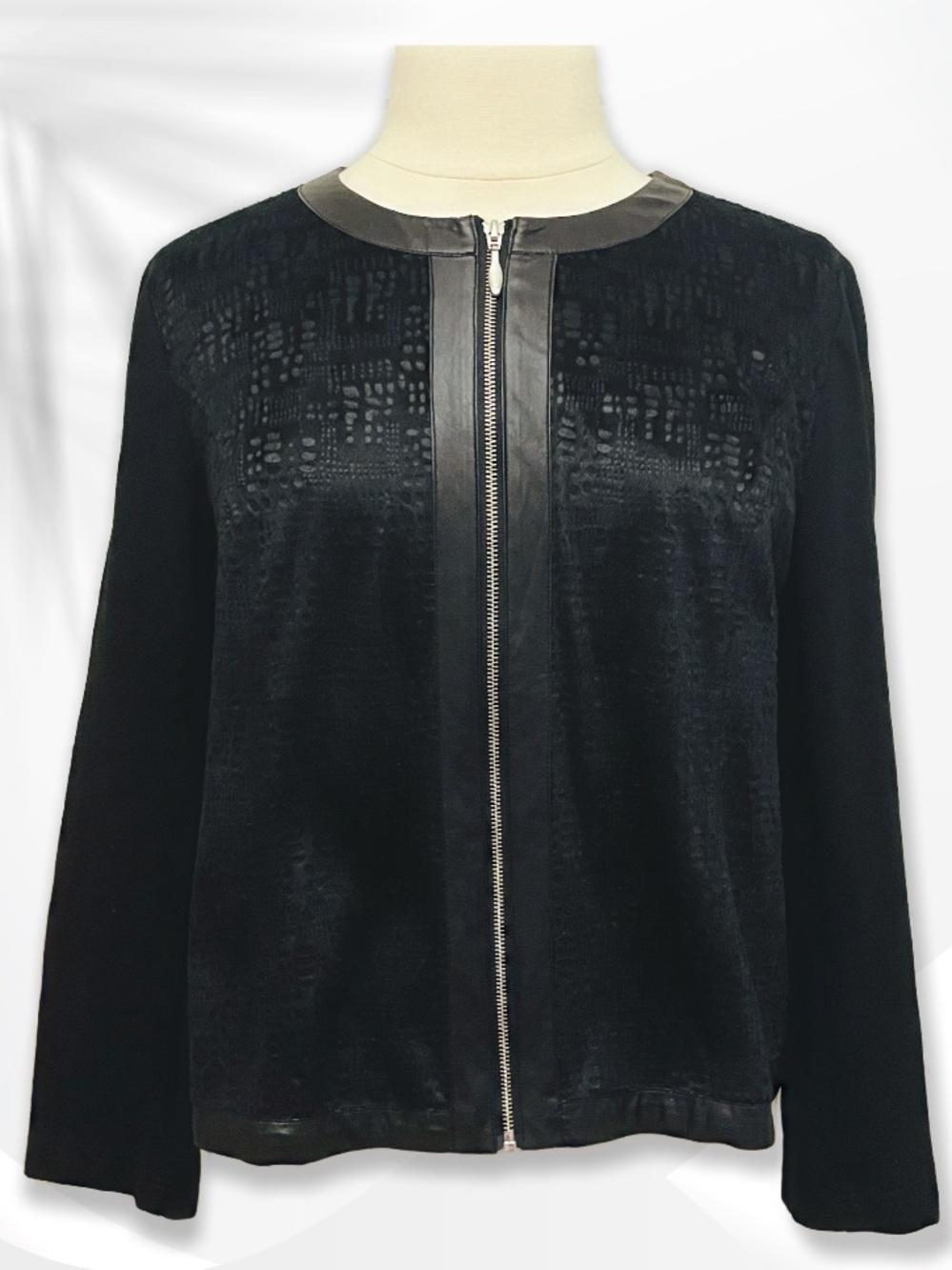 Chico's Black Zip-Front Bomber Jacket sz 3/XL